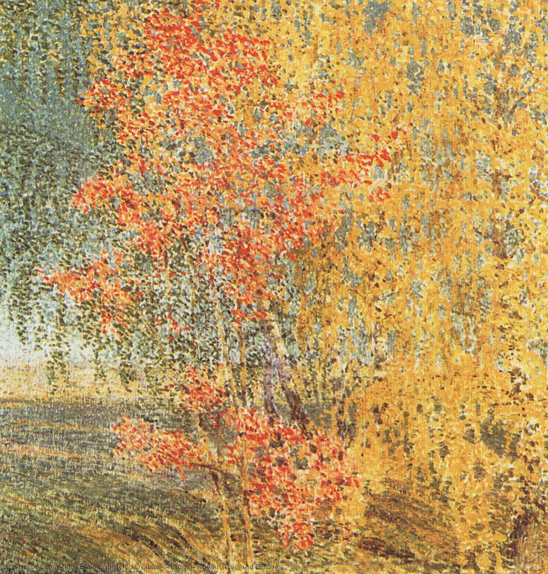 WikiOO.org - Enciklopedija dailės - Tapyba, meno kuriniai Igor Emmanuilovich Grabar - Autumn, Rowan Tree and Birches