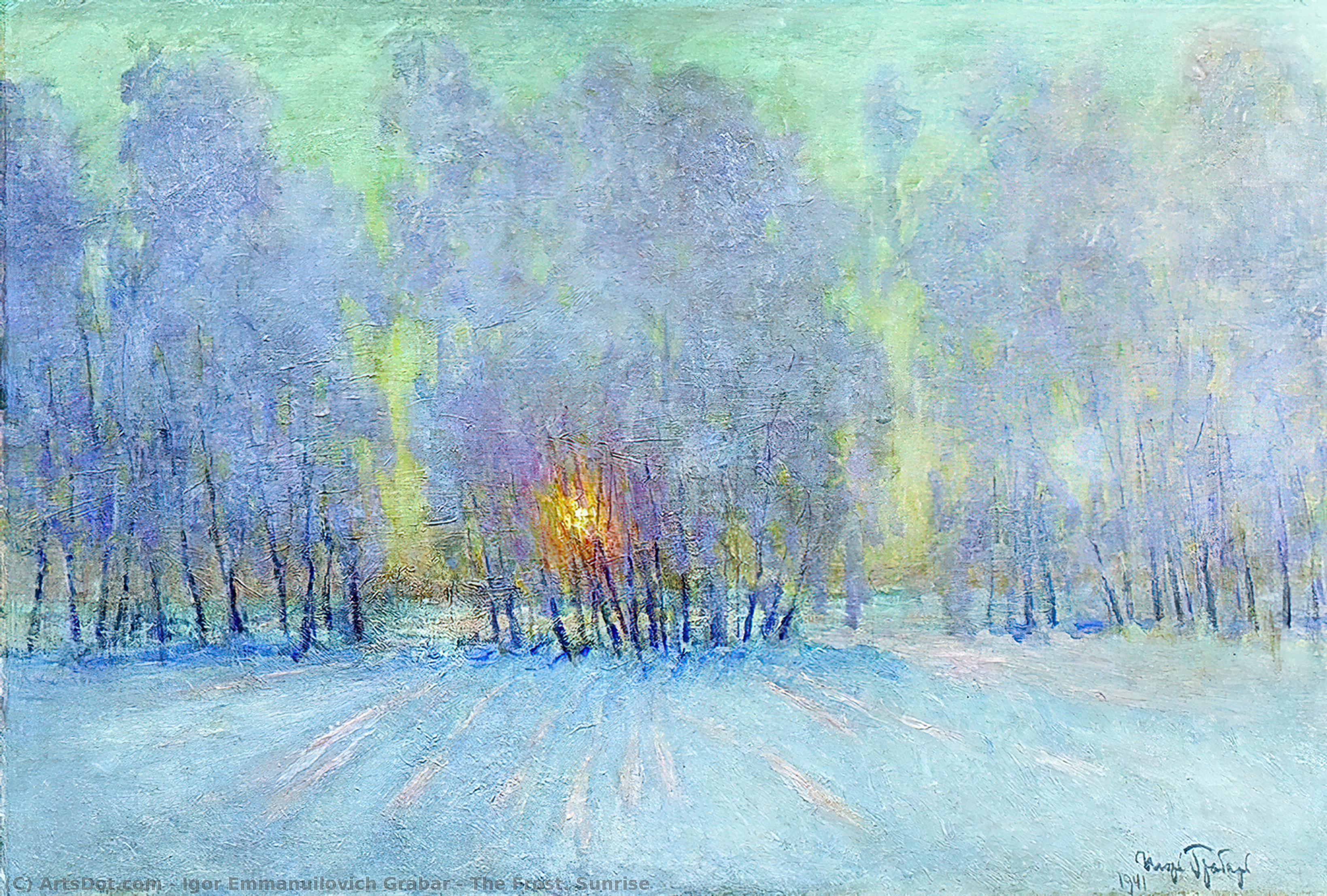 Wikoo.org - موسوعة الفنون الجميلة - اللوحة، العمل الفني Igor Emmanuilovich Grabar - The Frost. Sunrise