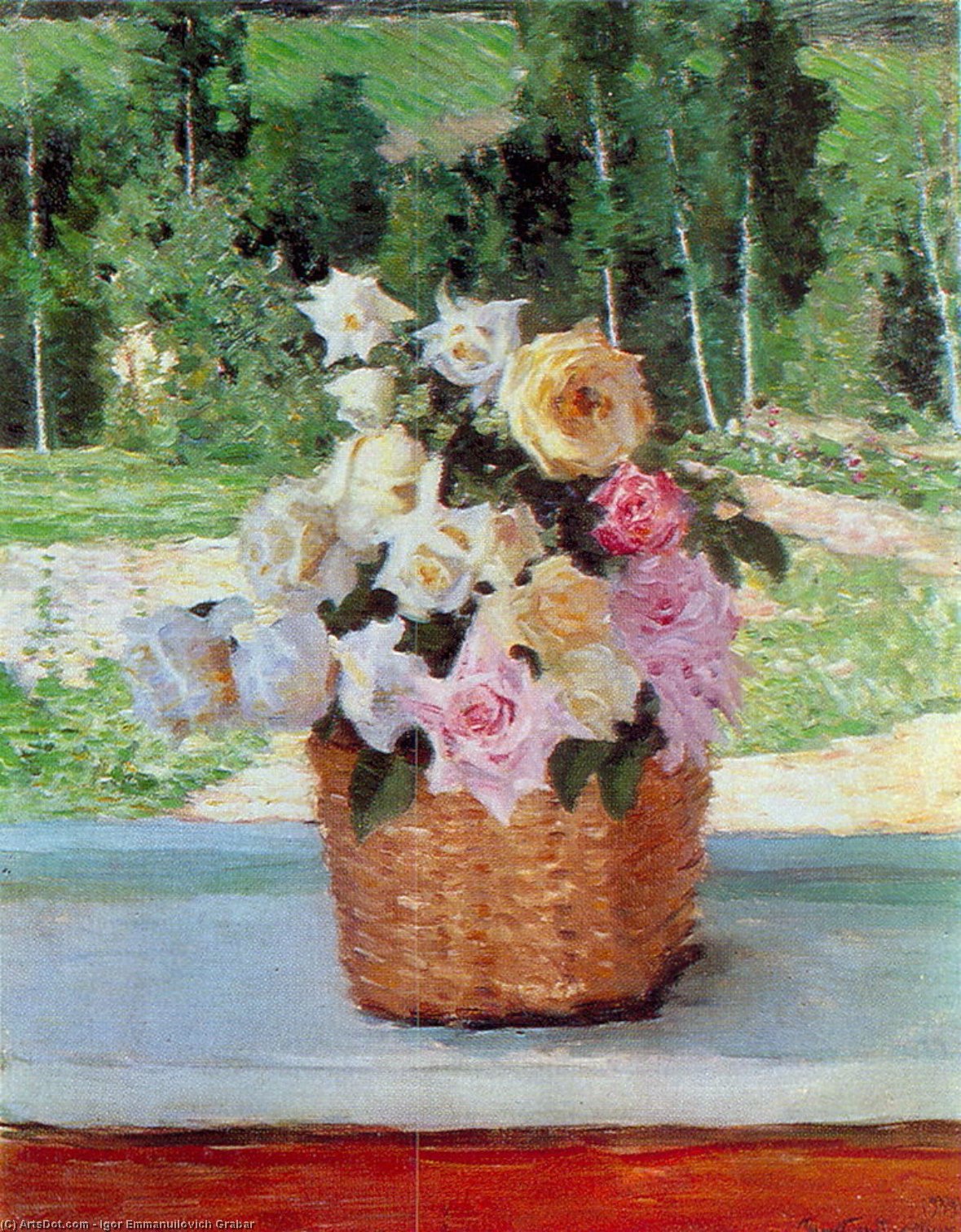 Wikioo.org - The Encyclopedia of Fine Arts - Painting, Artwork by Igor Emmanuilovich Grabar - Roses on the Window