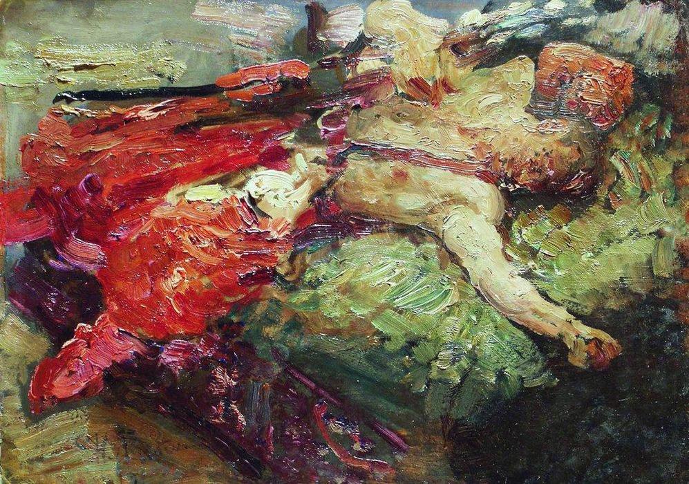 WikiOO.org - Encyclopedia of Fine Arts - Schilderen, Artwork Ilya Yefimovich Repin - Sleeping Cossack