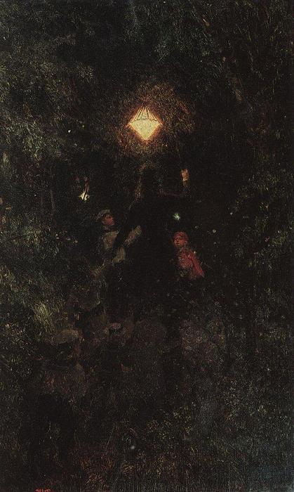 WikiOO.org - Encyclopedia of Fine Arts - Malba, Artwork Ilya Yefimovich Repin - Walk with lanterns