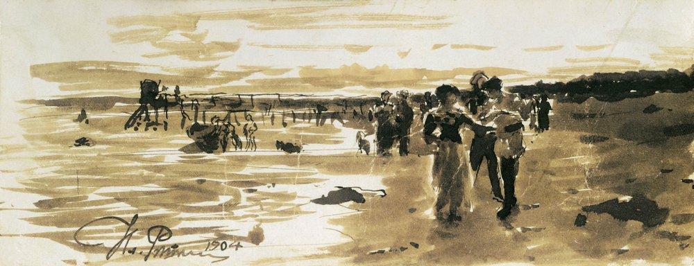WikiOO.org - Encyclopedia of Fine Arts - Maľba, Artwork Ilya Yefimovich Repin - On the seashore