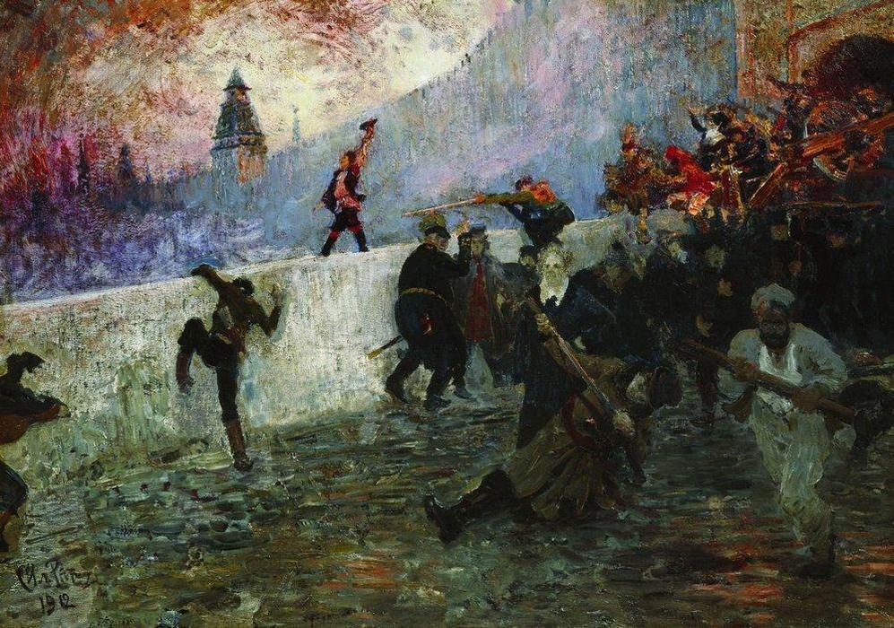 Wikioo.org - สารานุกรมวิจิตรศิลป์ - จิตรกรรม Ilya Yefimovich Repin - In the besieged Moscow in 1812