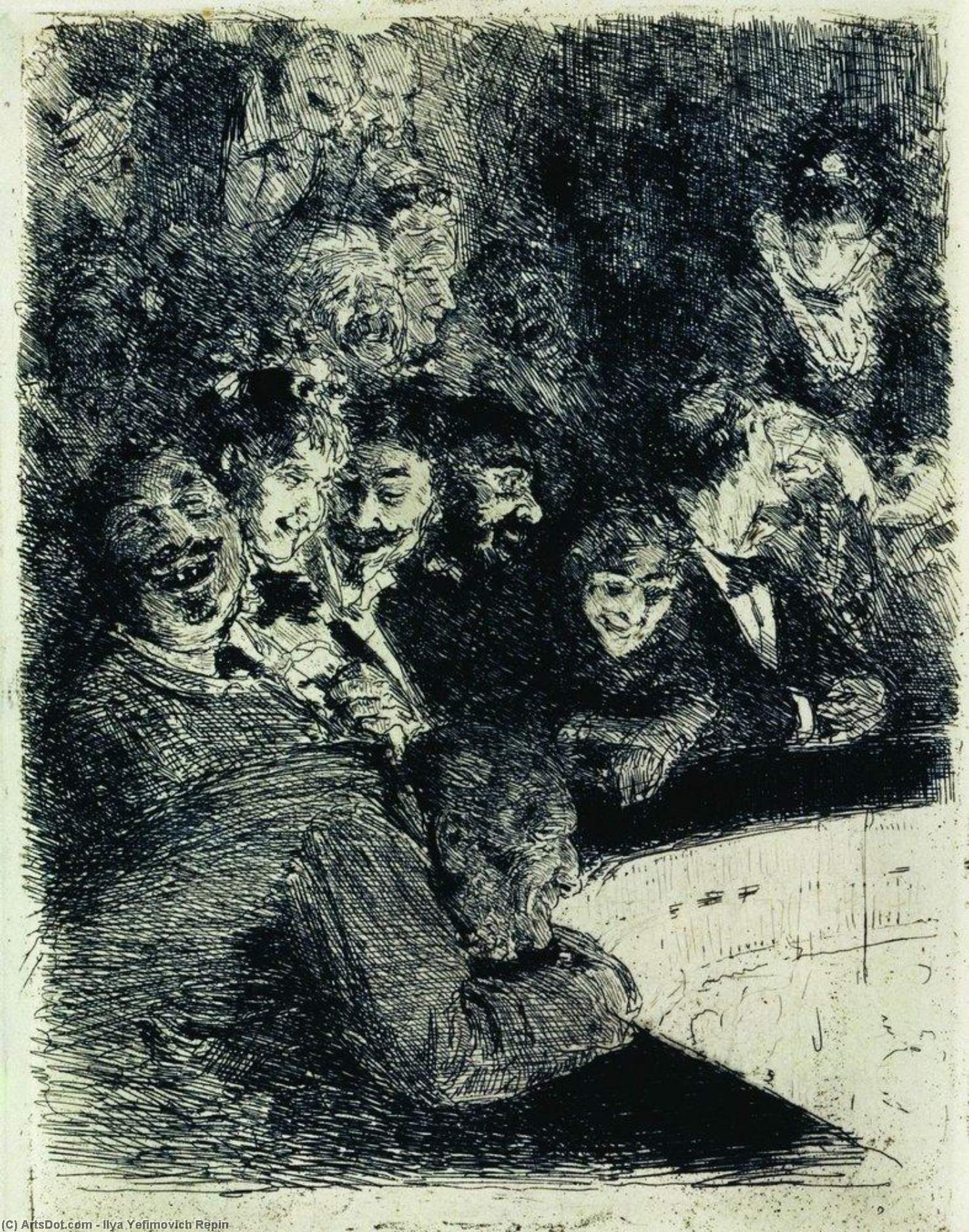 WikiOO.org - Encyclopedia of Fine Arts - Målning, konstverk Ilya Yefimovich Repin - In the upper tier of the theater