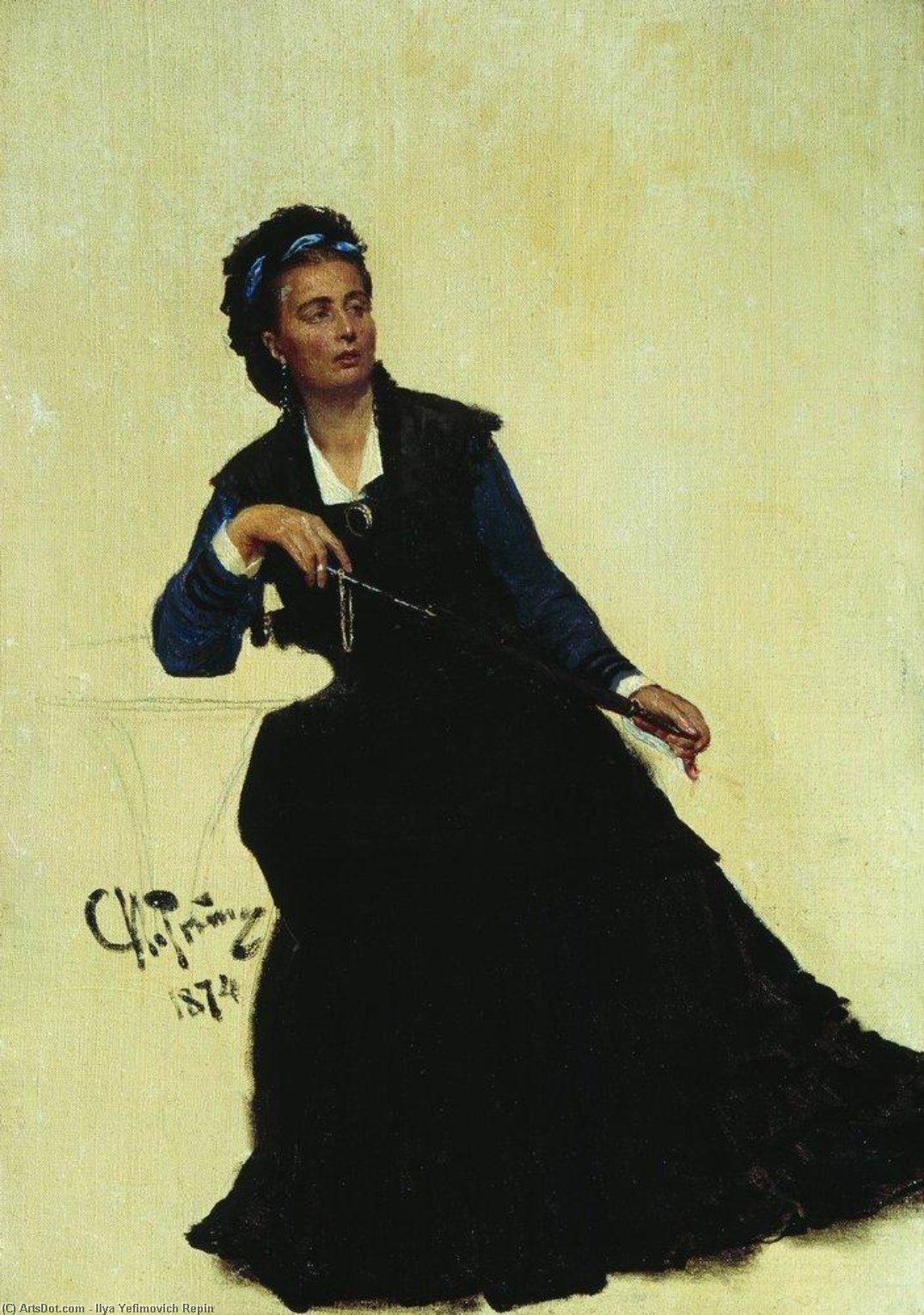 WikiOO.org - 백과 사전 - 회화, 삽화 Ilya Yefimovich Repin - Woman playing with Umbrella