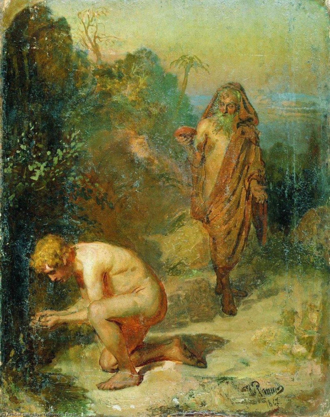 Wikioo.org - The Encyclopedia of Fine Arts - Painting, Artwork by Ilya Yefimovich Repin - Diogenes and the boy