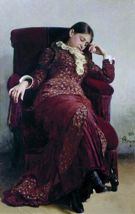 Wikioo.org - The Encyclopedia of Fine Arts - Painting, Artwork by Ilya Yefimovich Repin - Rest. Portrait of Vera Repina, the Artist' s Wife.