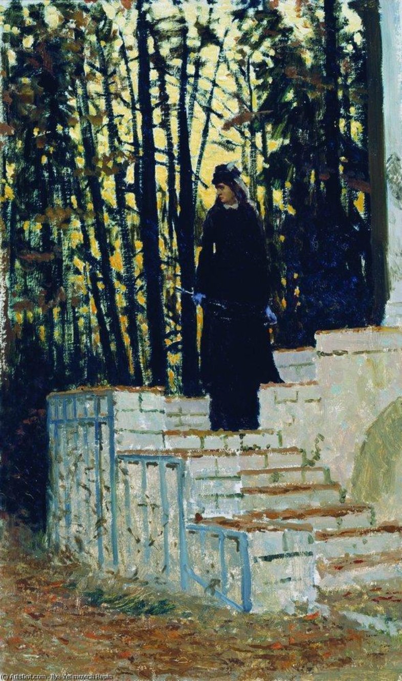 Wikioo.org - The Encyclopedia of Fine Arts - Painting, Artwork by Ilya Yefimovich Repin - Female figure in a landscape
