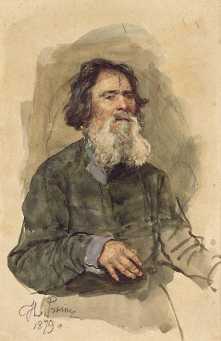 Wikioo.org - สารานุกรมวิจิตรศิลป์ - จิตรกรรม Ilya Yefimovich Repin - Portrait of a bearded peasant