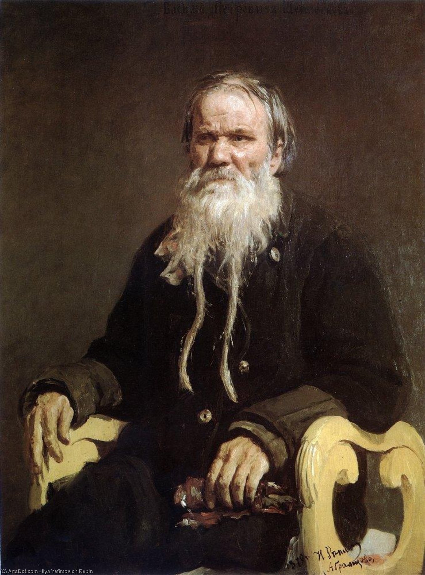 Wikoo.org - موسوعة الفنون الجميلة - اللوحة، العمل الفني Ilya Yefimovich Repin - Portrait of Folk Story-teller V.P. Schegolenkov