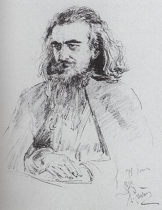 WikiOO.org - Encyclopedia of Fine Arts - Målning, konstverk Ilya Yefimovich Repin - Portrait of Vladimir Sergeyevich Solovyov