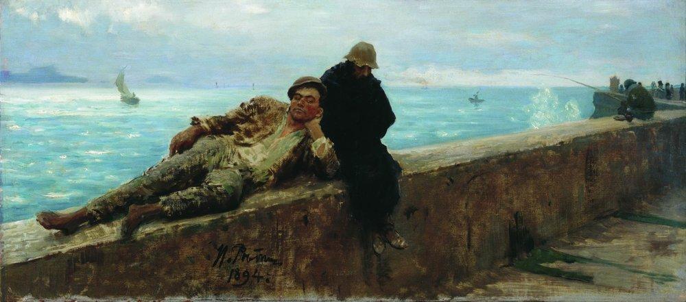 Wikioo.org - The Encyclopedia of Fine Arts - Painting, Artwork by Ilya Yefimovich Repin - Tramps. Homeless.