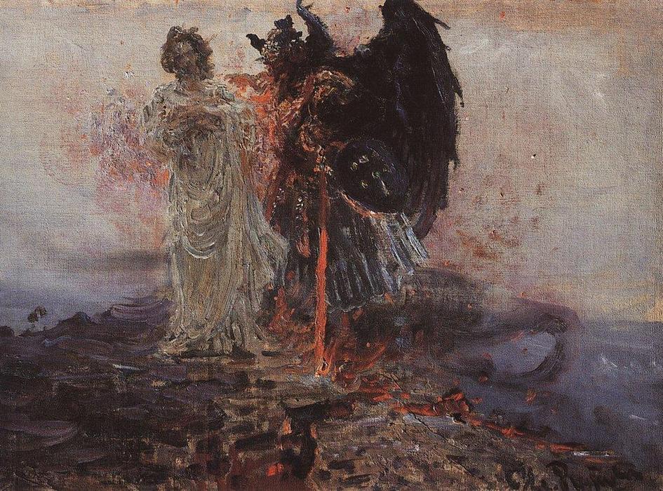Wikioo.org - The Encyclopedia of Fine Arts - Painting, Artwork by Ilya Yefimovich Repin - Follow me, Satan