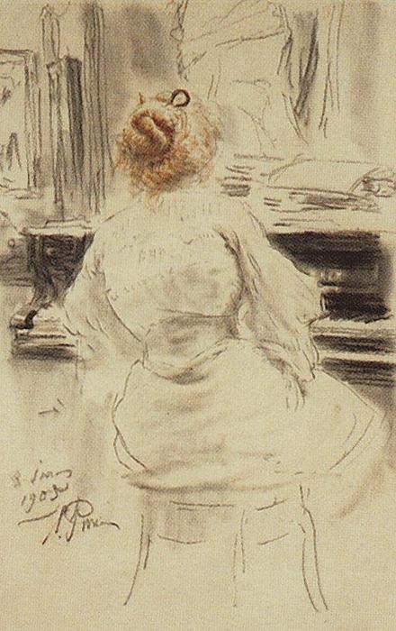 WikiOO.org - 백과 사전 - 회화, 삽화 Ilya Yefimovich Repin - The piano