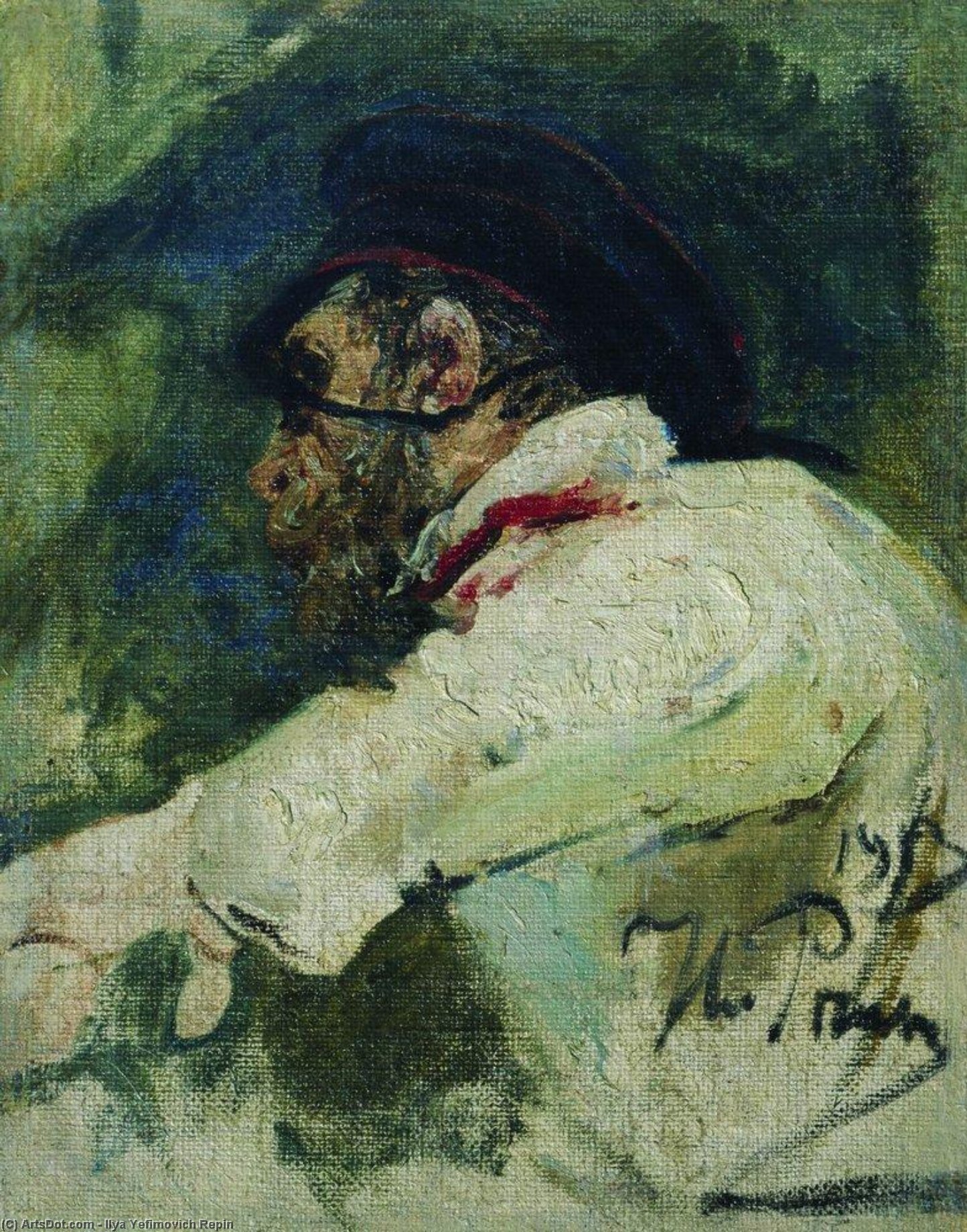 WikiOO.org – 美術百科全書 - 繪畫，作品 Ilya Yefimovich Repin - 男人 在  白  夹克