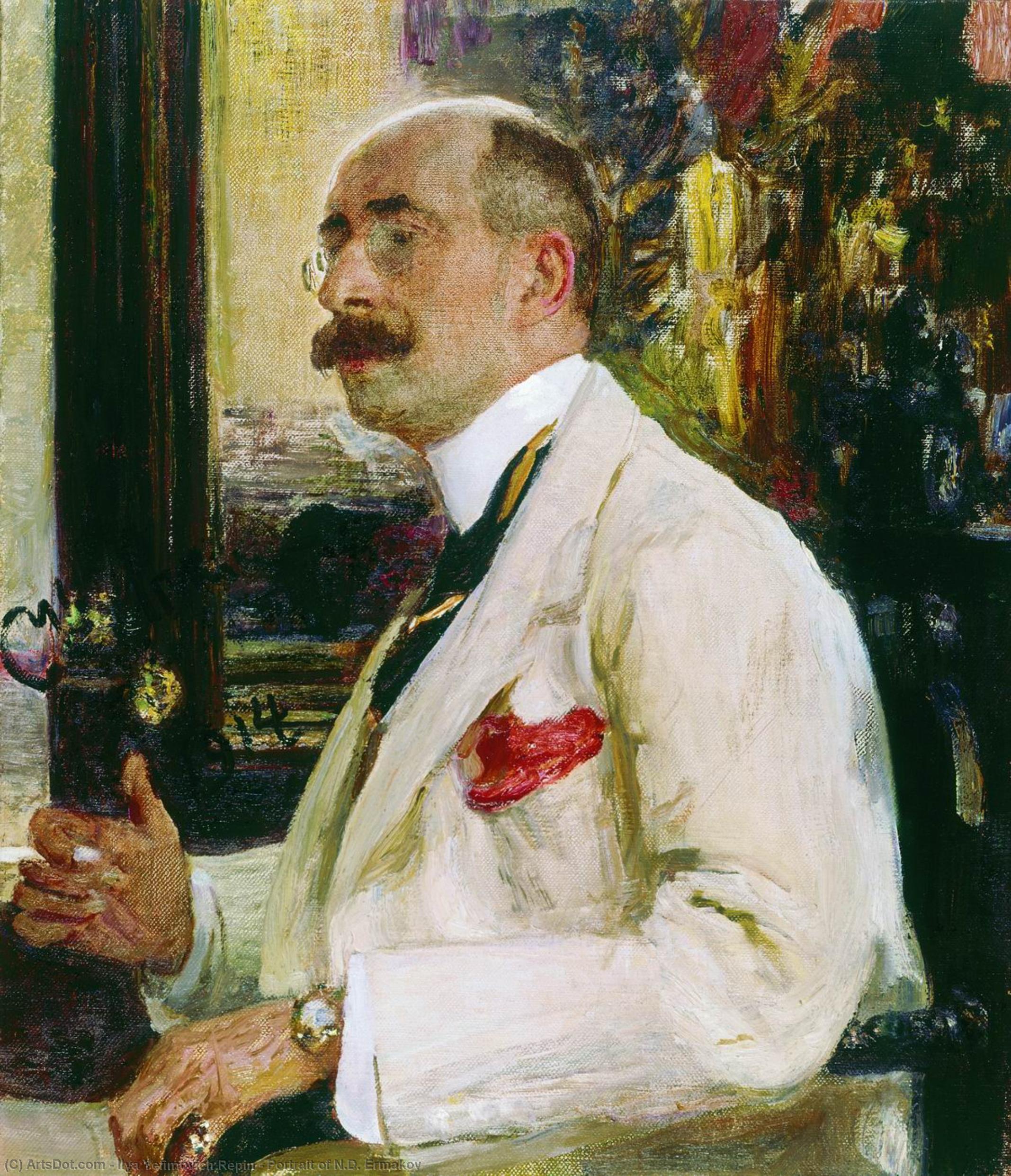 WikiOO.org - Encyclopedia of Fine Arts - Lukisan, Artwork Ilya Yefimovich Repin - Portrait of N.D. Ermakov