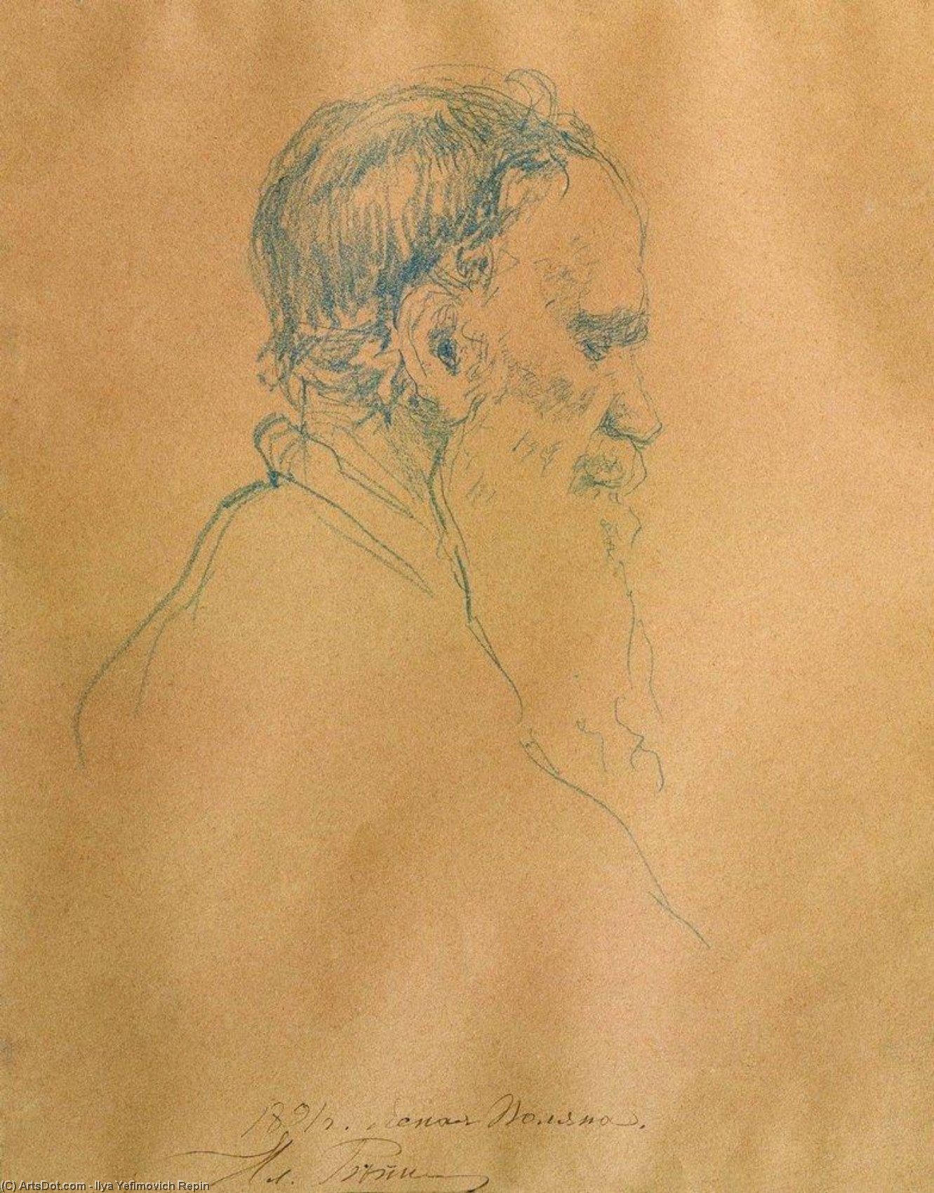 Wikioo.org - Die Enzyklopädie bildender Kunst - Malerei, Kunstwerk von Ilya Yefimovich Repin - porträt von Löwe  Tolstoi