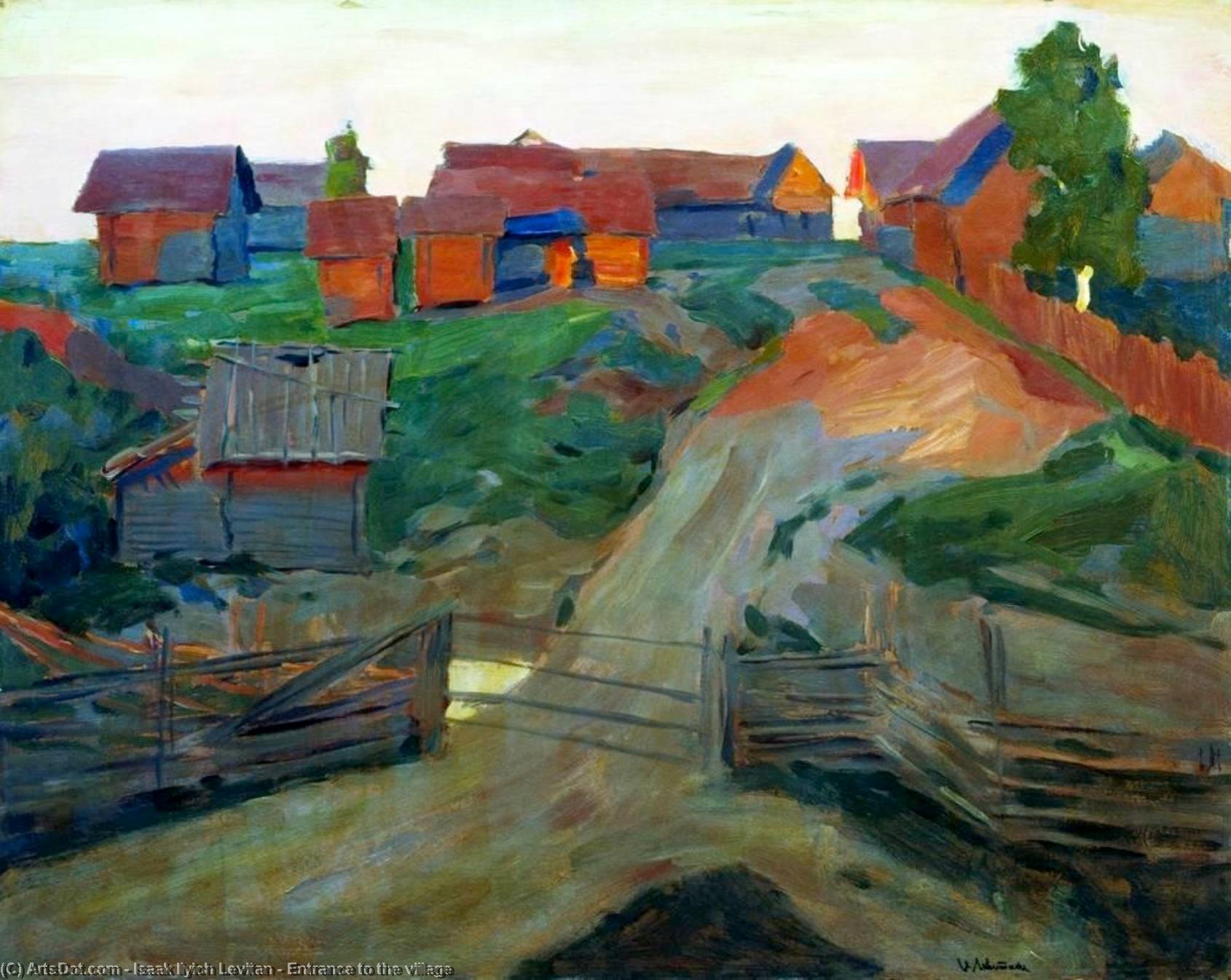 Wikioo.org - The Encyclopedia of Fine Arts - Painting, Artwork by Isaak Ilyich Levitan - Entrance to the village
