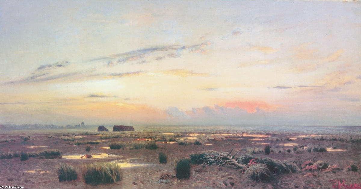 WikiOO.org - Encyclopedia of Fine Arts - Lukisan, Artwork Isaak Ilyich Levitan - Marsh at evening