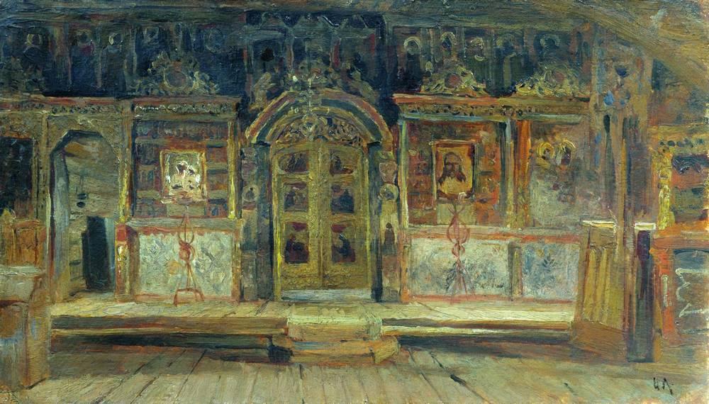 WikiOO.org - Encyclopedia of Fine Arts - Festés, Grafika Isaak Ilyich Levitan - Inside the Peter and Paul Church in Plyos