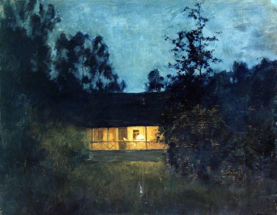 Wikioo.org - The Encyclopedia of Fine Arts - Painting, Artwork by Isaak Ilyich Levitan - At the summer house in twilight