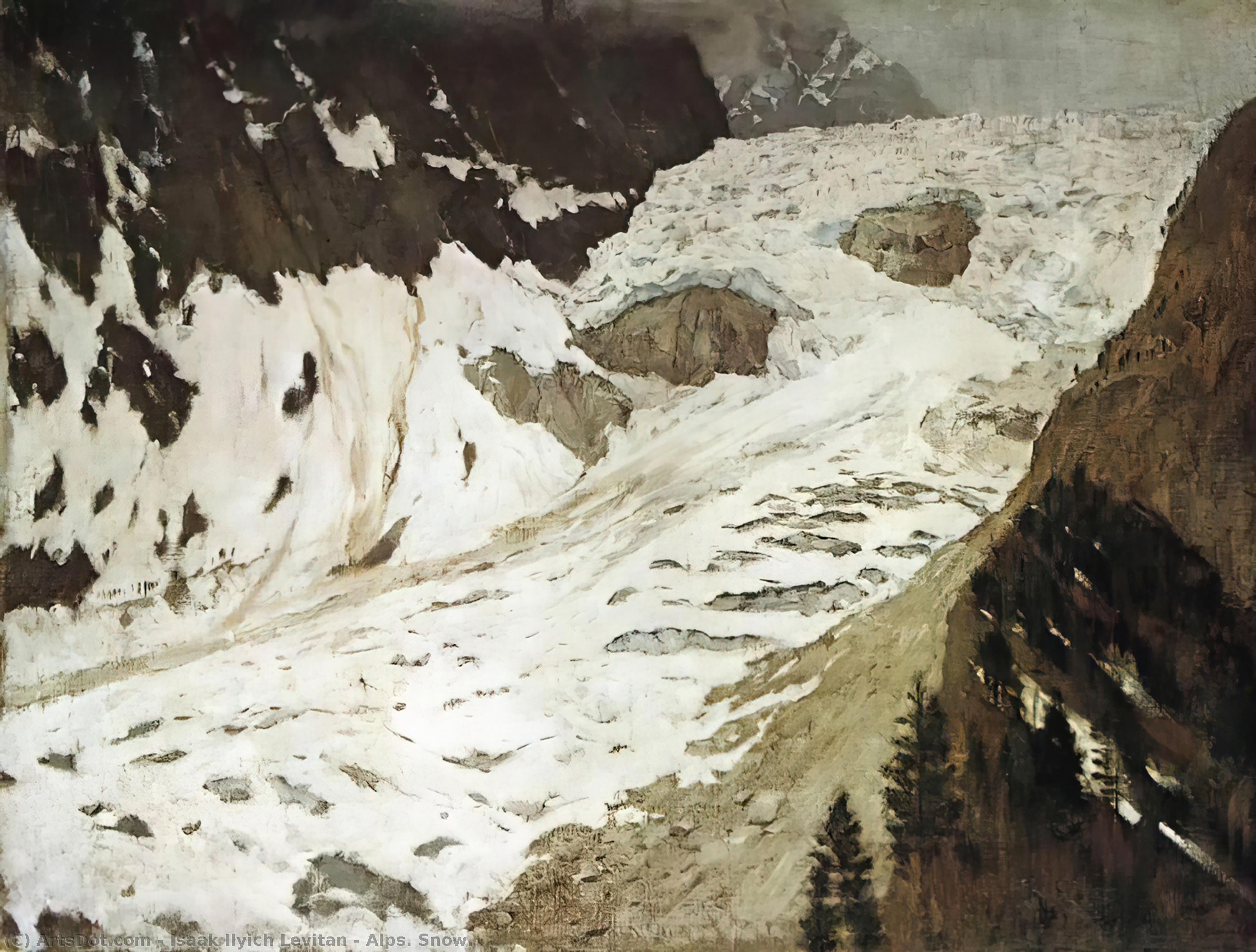 WikiOO.org - Encyclopedia of Fine Arts - Schilderen, Artwork Isaak Ilyich Levitan - Alps. Snow.