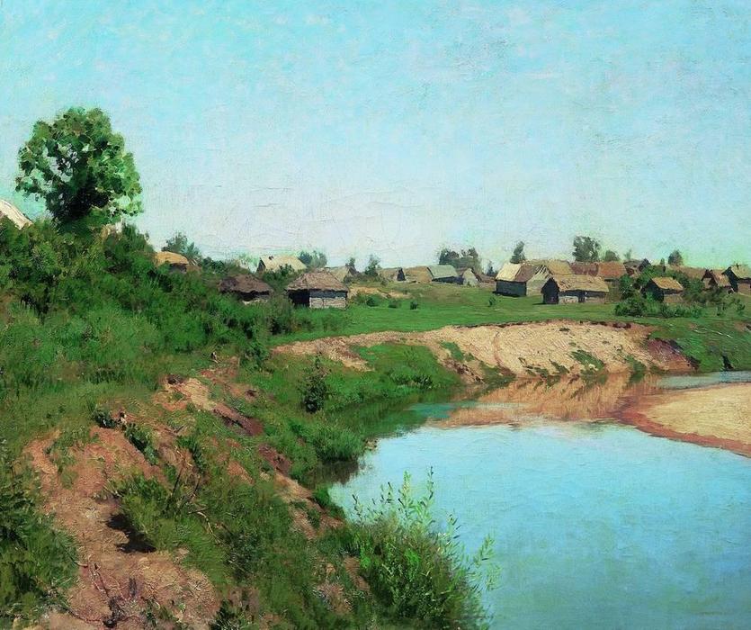 Wikioo.org - The Encyclopedia of Fine Arts - Painting, Artwork by Isaak Ilyich Levitan - Village at the riverbank