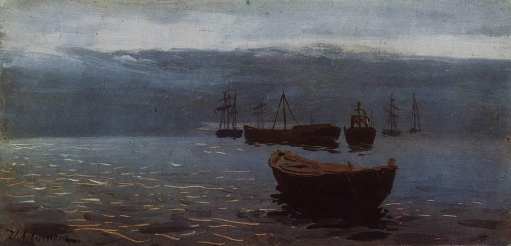 Wikioo.org - The Encyclopedia of Fine Arts - Painting, Artwork by Isaak Ilyich Levitan - At Volga. Evening falls.