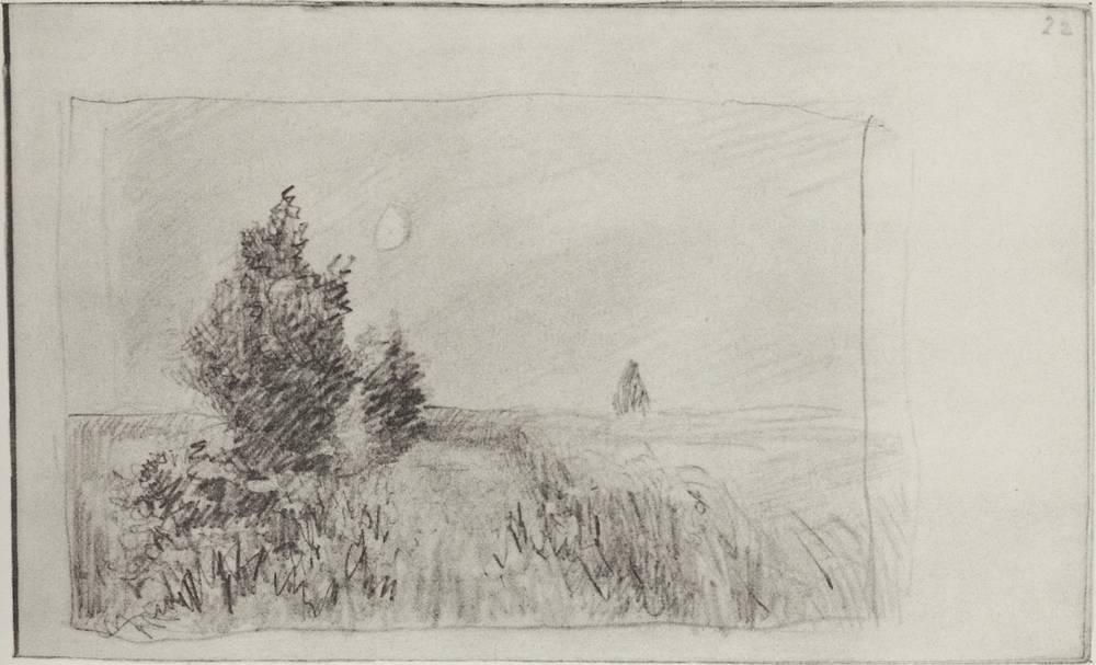 WikiOO.org - Encyclopedia of Fine Arts - Schilderen, Artwork Isaak Ilyich Levitan - At the field. Twilight.
