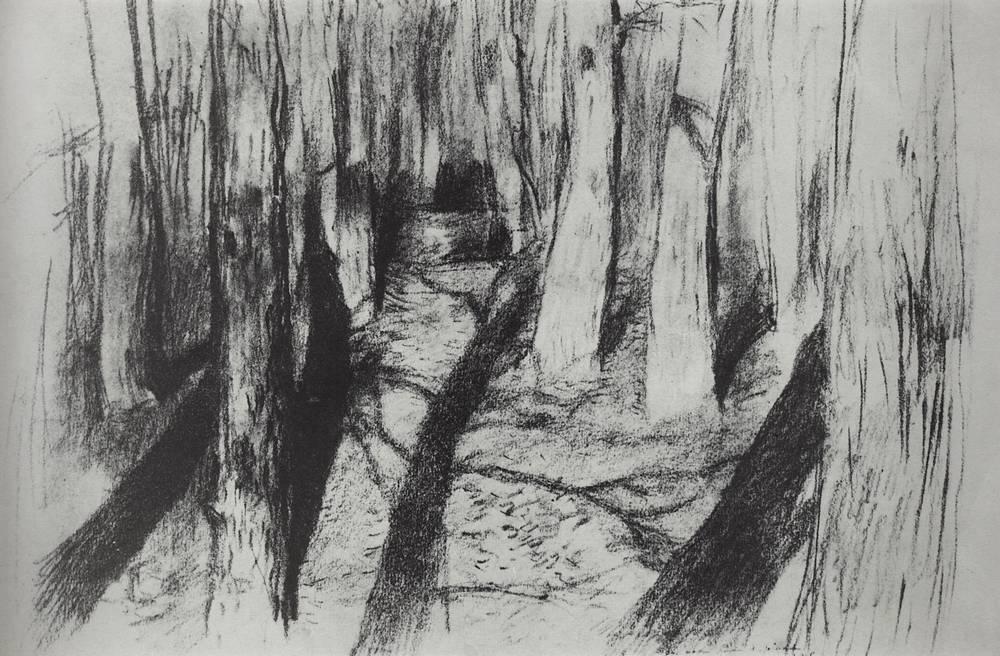 WikiOO.org - Enciclopedia of Fine Arts - Pictura, lucrări de artă Isaak Ilyich Levitan - Trunks of the trees