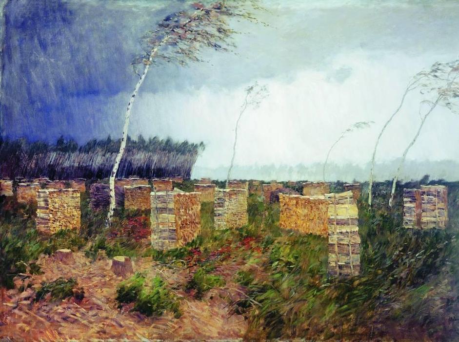 WikiOO.org - Encyclopedia of Fine Arts - Målning, konstverk Isaak Ilyich Levitan - Tempest. Rain.