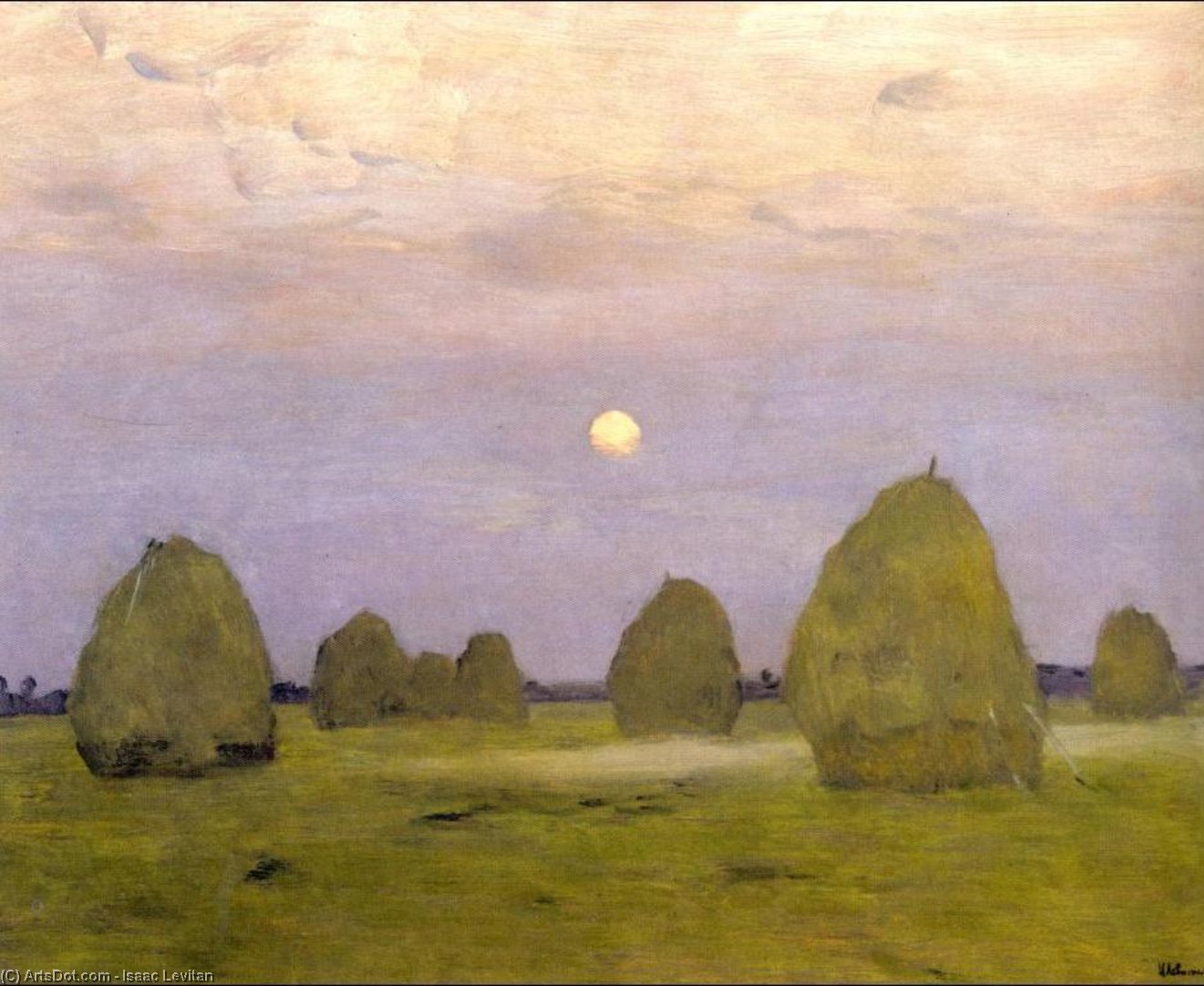 Wikioo.org - The Encyclopedia of Fine Arts - Painting, Artwork by Isaak Ilyich Levitan - Twilight. Stacks