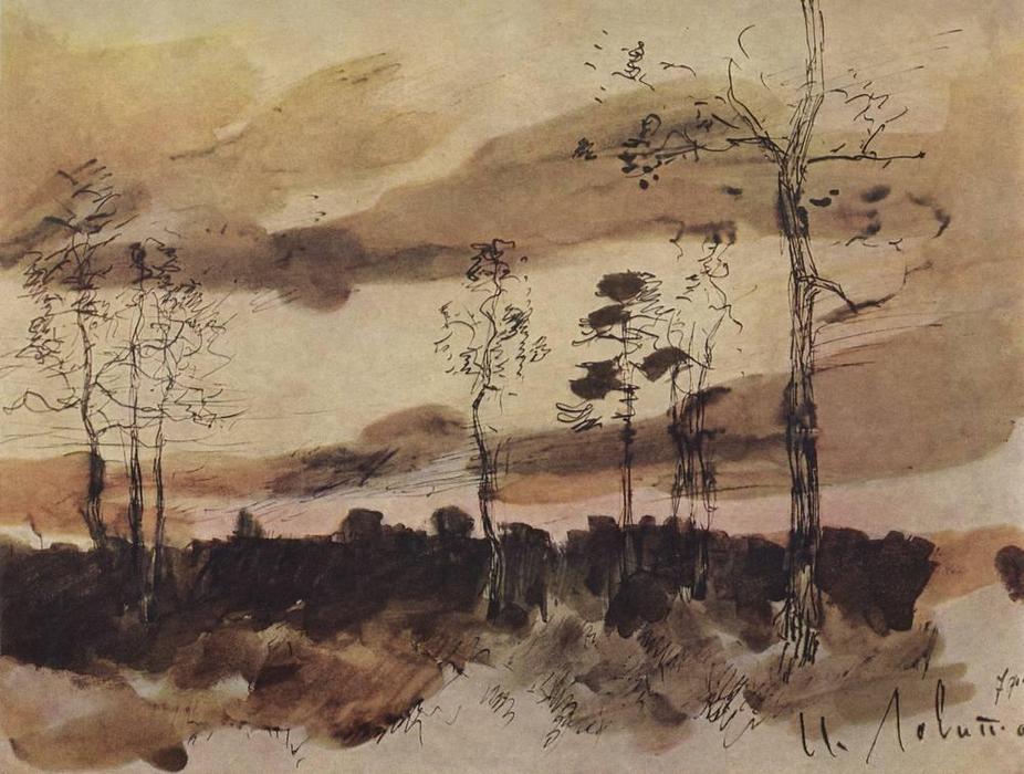 WikiOO.org - Енциклопедия за изящни изкуства - Живопис, Произведения на изкуството Isaak Ilyich Levitan - Sunset. Forest edge.