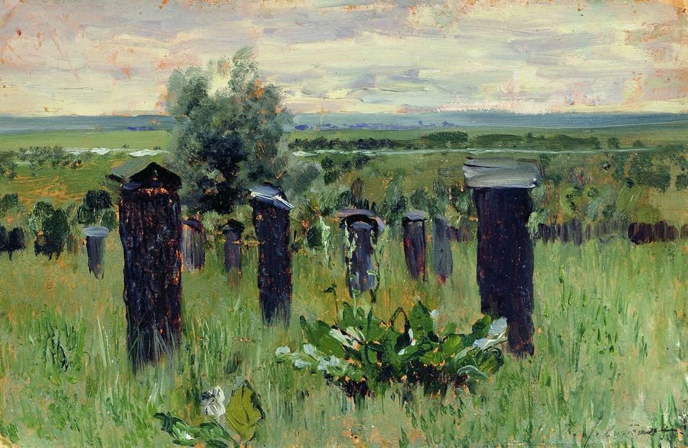 Wikioo.org - The Encyclopedia of Fine Arts - Painting, Artwork by Isaak Ilyich Levitan - Landscape with beehives