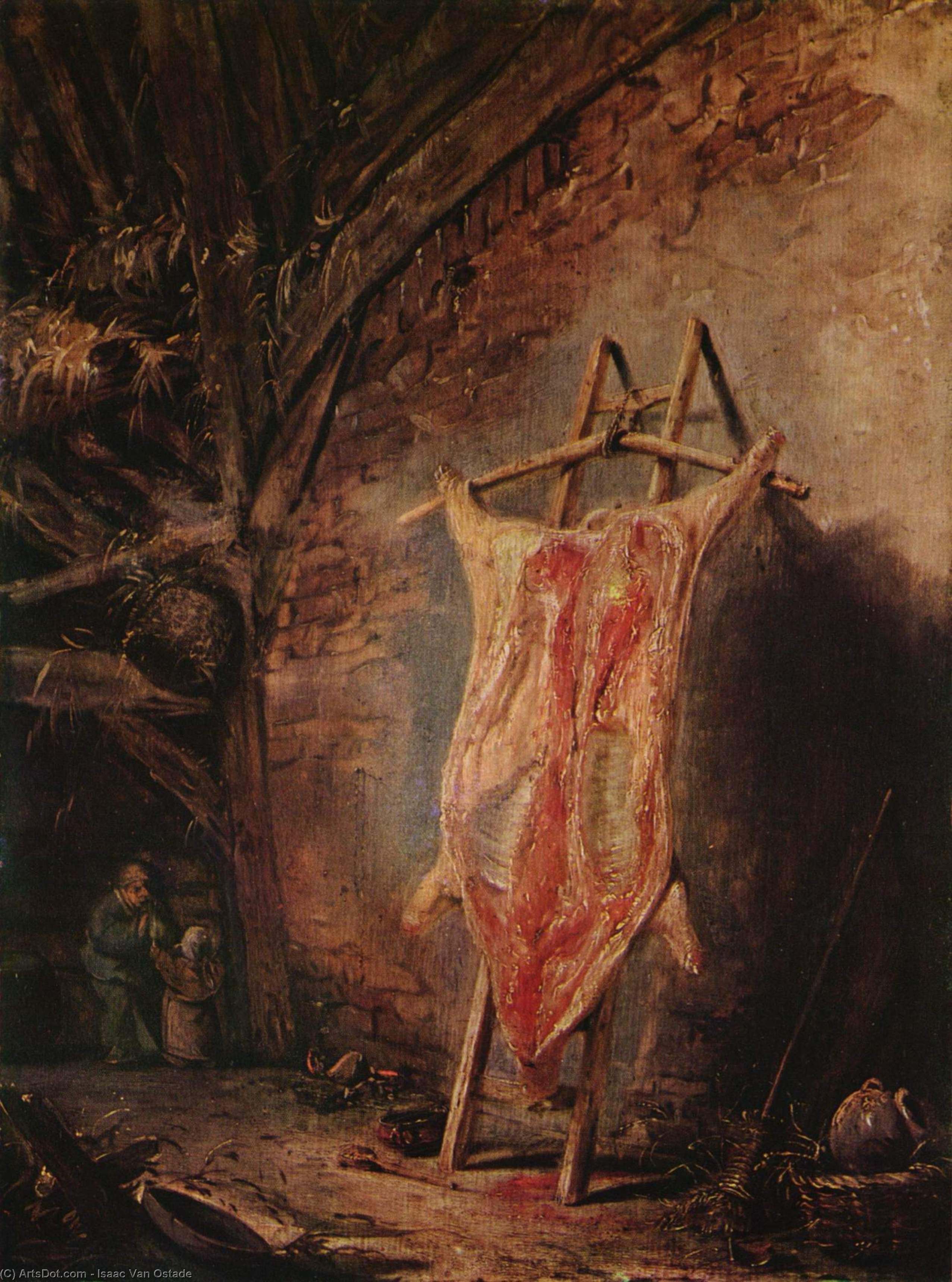 WikiOO.org - Encyclopedia of Fine Arts - Maleri, Artwork Isaac Van Ostade - The Cut Pig