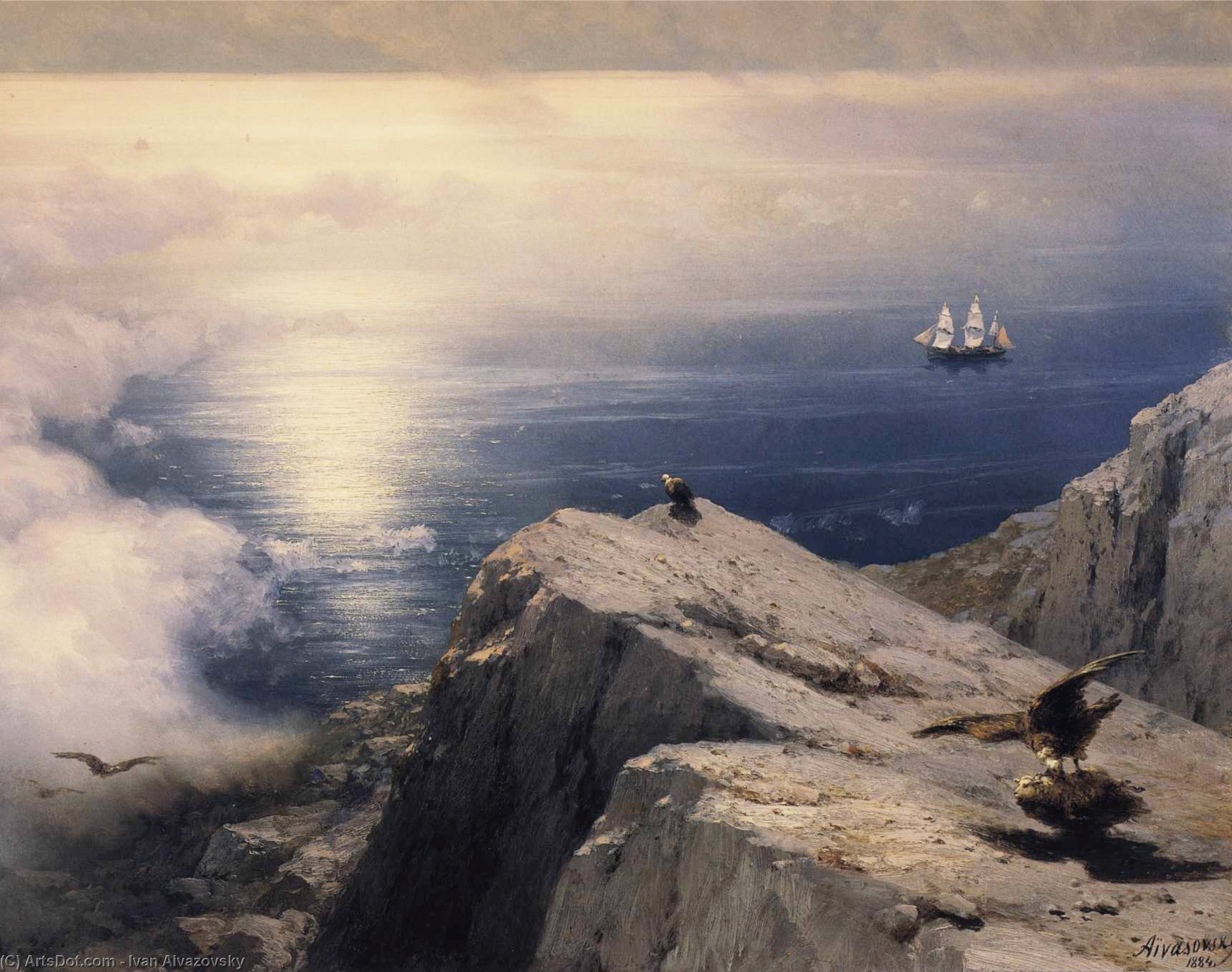 WikiOO.org - Encyclopedia of Fine Arts - Maalaus, taideteos Ivan Aivazovsky - A Rocky Coastal Landscape in the Aegean