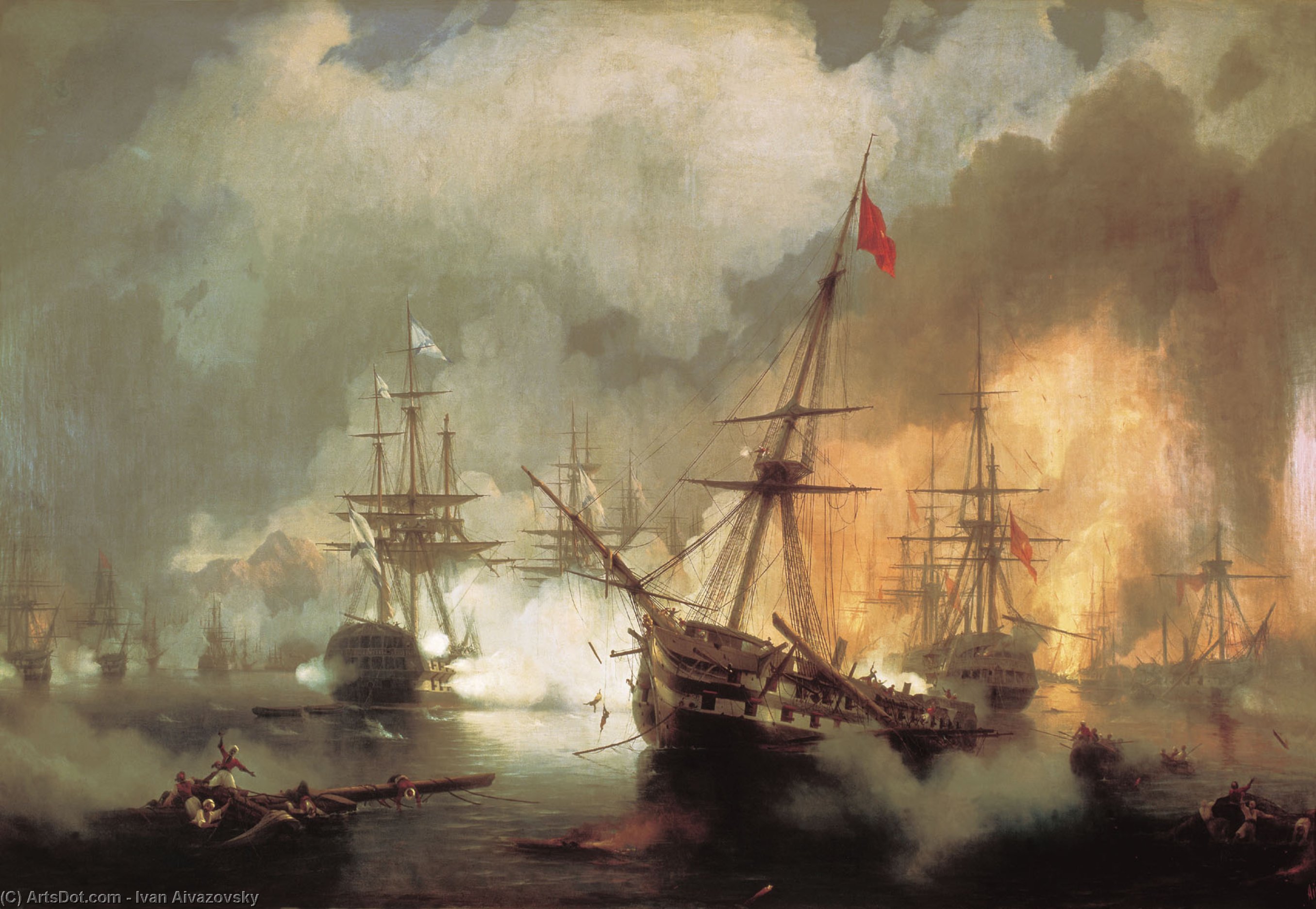WikiOO.org - אנציקלופדיה לאמנויות יפות - ציור, יצירות אמנות Ivan Aivazovsky - The Battle of Navarino