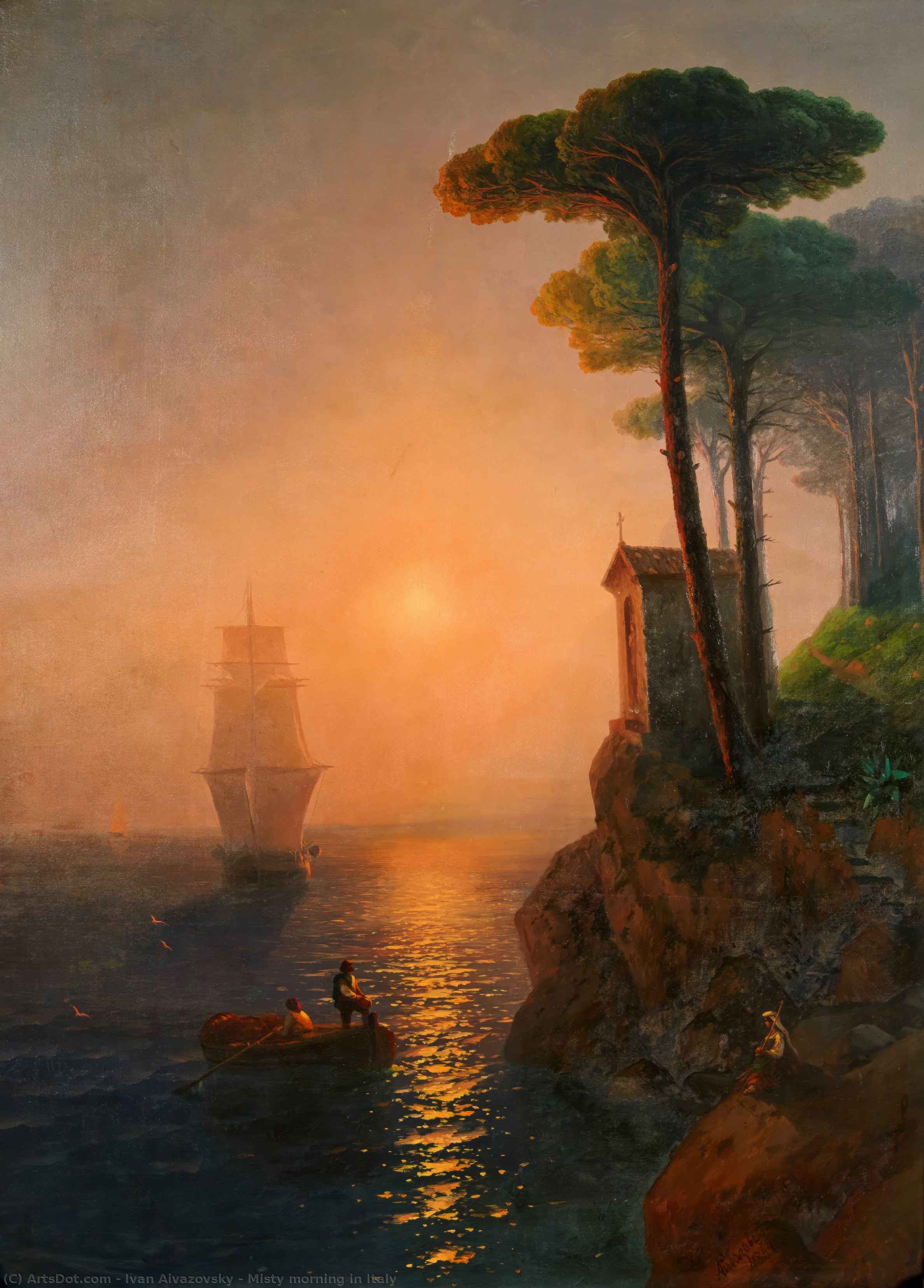 WikiOO.org – 美術百科全書 - 繪畫，作品 Ivan Aivazovsky - 薄雾的早晨 在  意大利