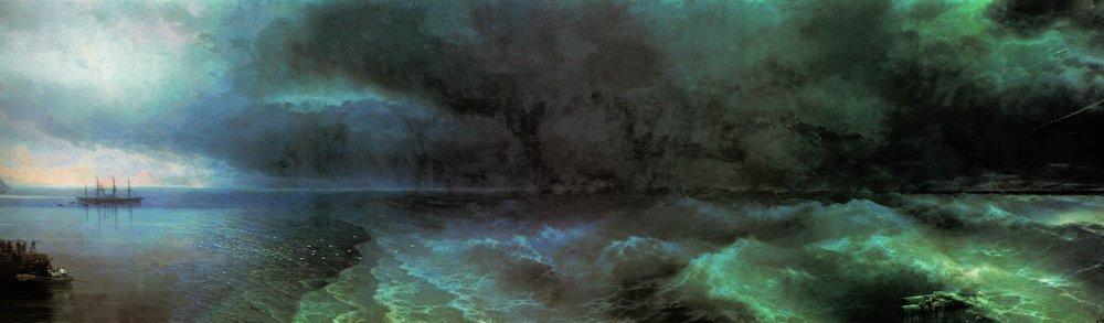 Wikioo.org – La Enciclopedia de las Bellas Artes - Pintura, Obras de arte de Ivan Aivazovsky - De la calma a huracán