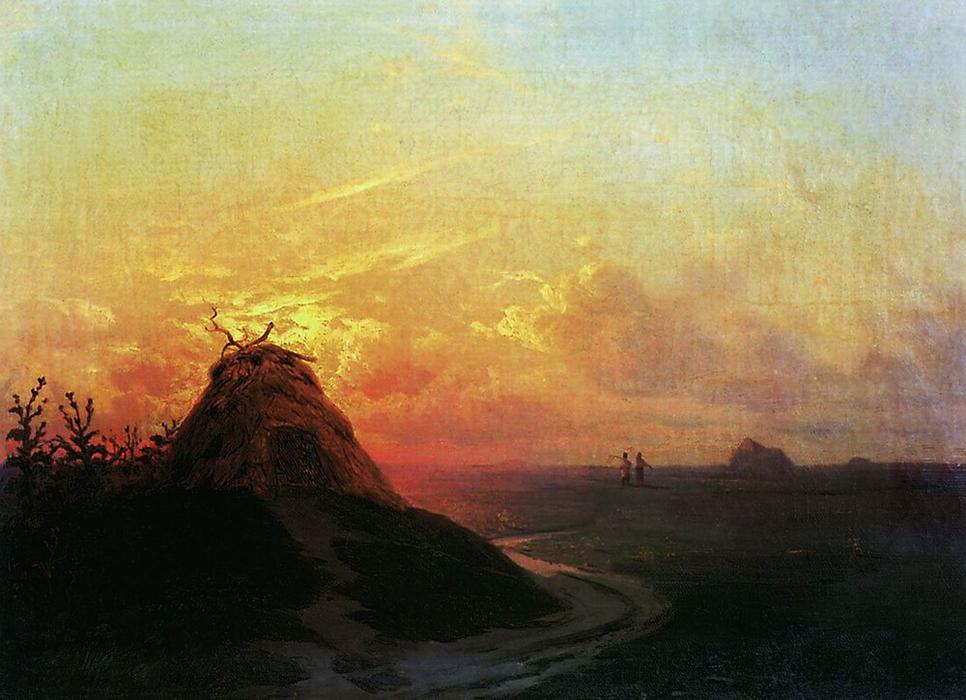 Wikioo.org - The Encyclopedia of Fine Arts - Painting, Artwork by Ivan Aivazovsky - Field. Sunset