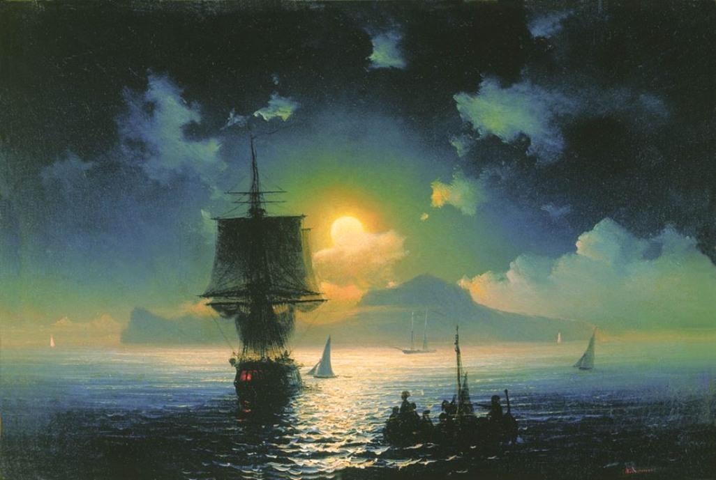 Wikioo.org - The Encyclopedia of Fine Arts - Painting, Artwork by Ivan Aivazovsky - Lunar night on Capri