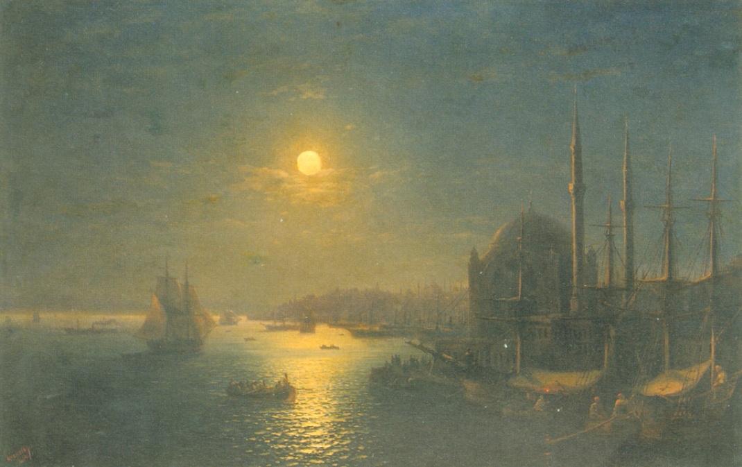 Wikioo.org - The Encyclopedia of Fine Arts - Painting, Artwork by Ivan Aivazovsky - Moonlit view of the Bosphorus