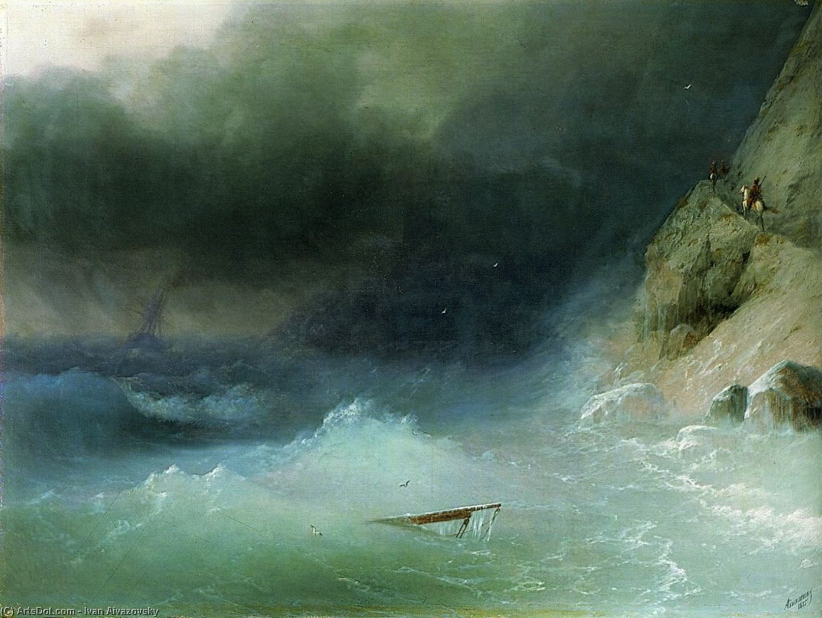 Wikioo.org - The Encyclopedia of Fine Arts - Painting, Artwork by Ivan Aivazovsky - The Tempest near rocks