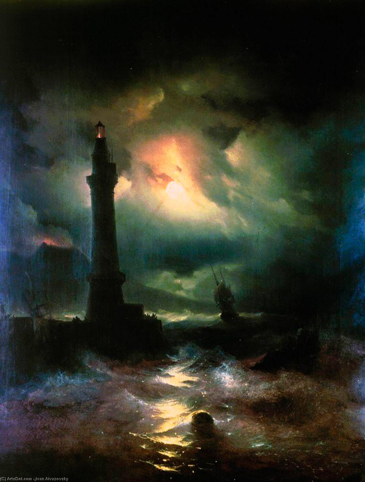 WikiOO.org - Encyclopedia of Fine Arts - Maalaus, taideteos Ivan Aivazovsky - Neapolitan Lighthouse