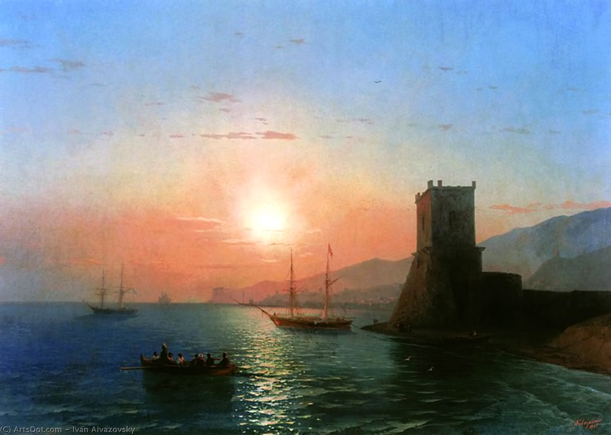 Wikioo.org - The Encyclopedia of Fine Arts - Painting, Artwork by Ivan Aivazovsky - Sunset in Feodosia