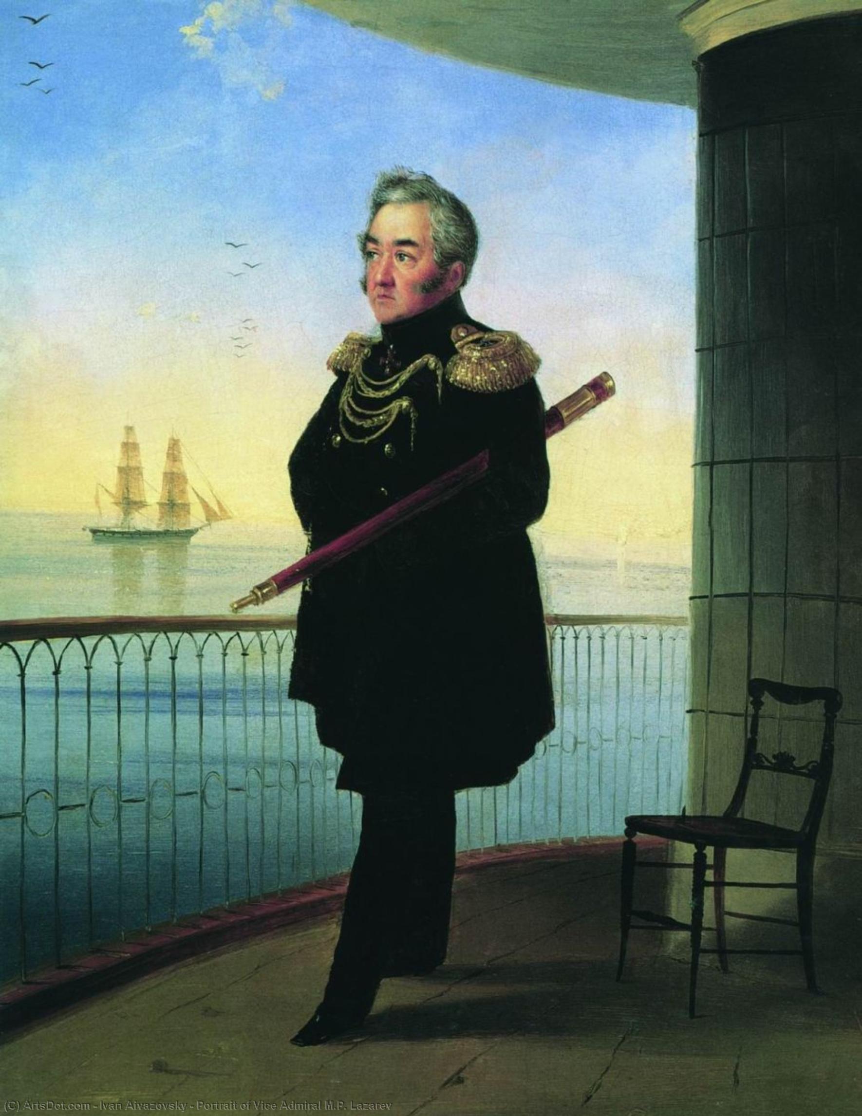 Wikoo.org - موسوعة الفنون الجميلة - اللوحة، العمل الفني Ivan Aivazovsky - Portrait of Vice Admiral M.P. Lazarev