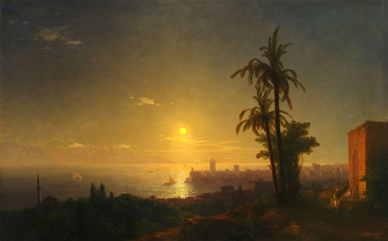 Wikioo.org - The Encyclopedia of Fine Arts - Painting, Artwork by Ivan Aivazovsky - Night at the Rodos island