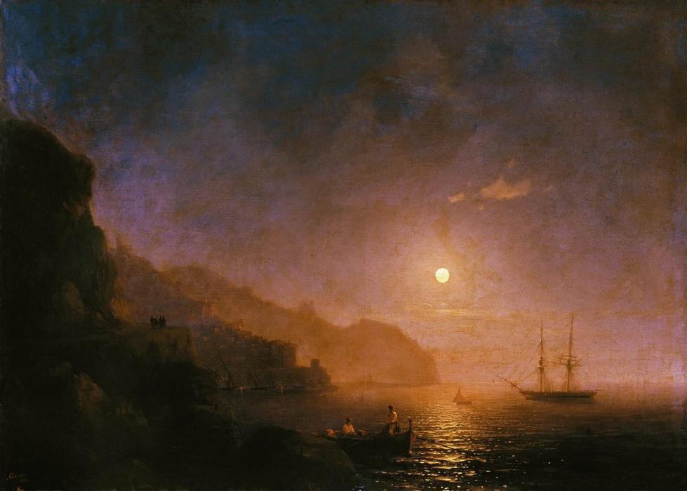 Wikioo.org – La Enciclopedia de las Bellas Artes - Pintura, Obras de arte de Ivan Aivazovsky - Noche en Amalfi