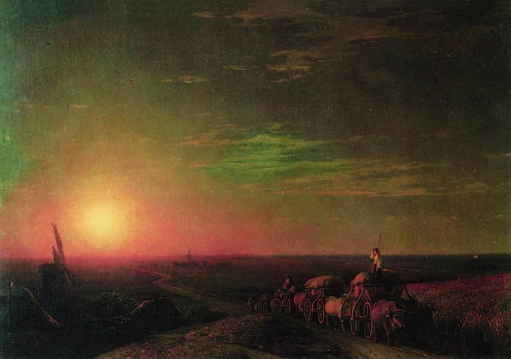 Wikioo.org - The Encyclopedia of Fine Arts - Painting, Artwork by Ivan Aivazovsky - Chumaks Waggons