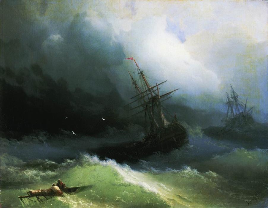 Wikioo.org - The Encyclopedia of Fine Arts - Painting, Artwork by Ivan Aivazovsky - Ships in the stormy sea